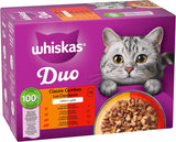 WHISKAS Duo Saszetki na porcje mokrej karmy, opakowanie zbiorcze, klasyczna kombinacja w galarecie, 12 x 85g