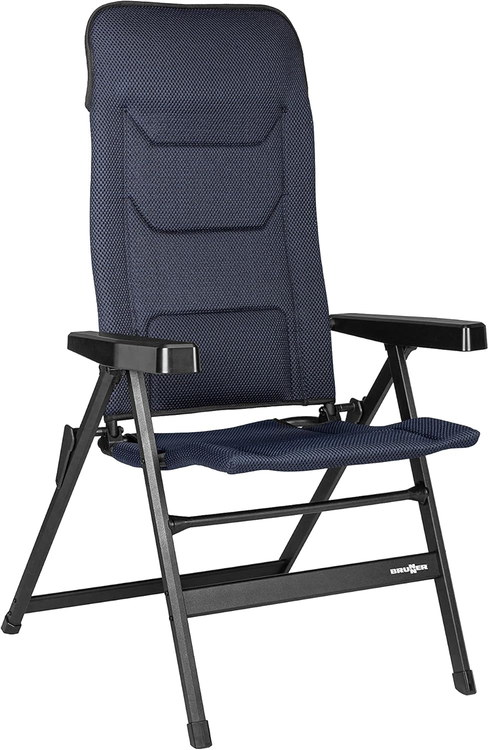 BRUNNER Rebel PRO (S-M-L) Krzesło składane na kemping, do ogrodu, na patio Wykonane z aluminium, regulowane w 5 pozycjach, nośność do 150 kg, wysokie oparcie, czarne lub niebieskie Poduszki podróżne Sklep Naty Tytuł domyślny