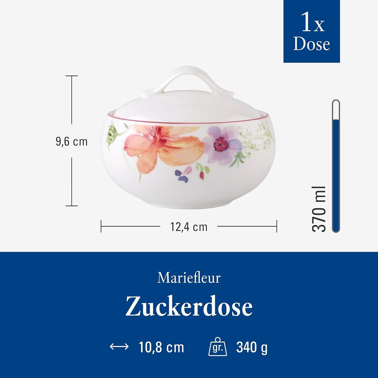 Villeroy & Boch - Cukiernica Mariefleur, różne kolory, można myć w zmywarce, można używać w kuchence mikrofalowej, cukiernica z pokrywką, cukiernica, przechowywanie, akcesoria do kawy, kwiatowa zastawa stołowa, porcelana Premium