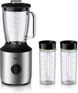Mikser stojący Braun Powerblend 3 JB 3150 BK - 1,5 l Glas-Mixaufsatz, Küchenhelfer Zum Zerkleinern, Pürieren & Mixen, 800 W, Schwarz Kitchen Naty Shop Edelstahl/Schwarz Single