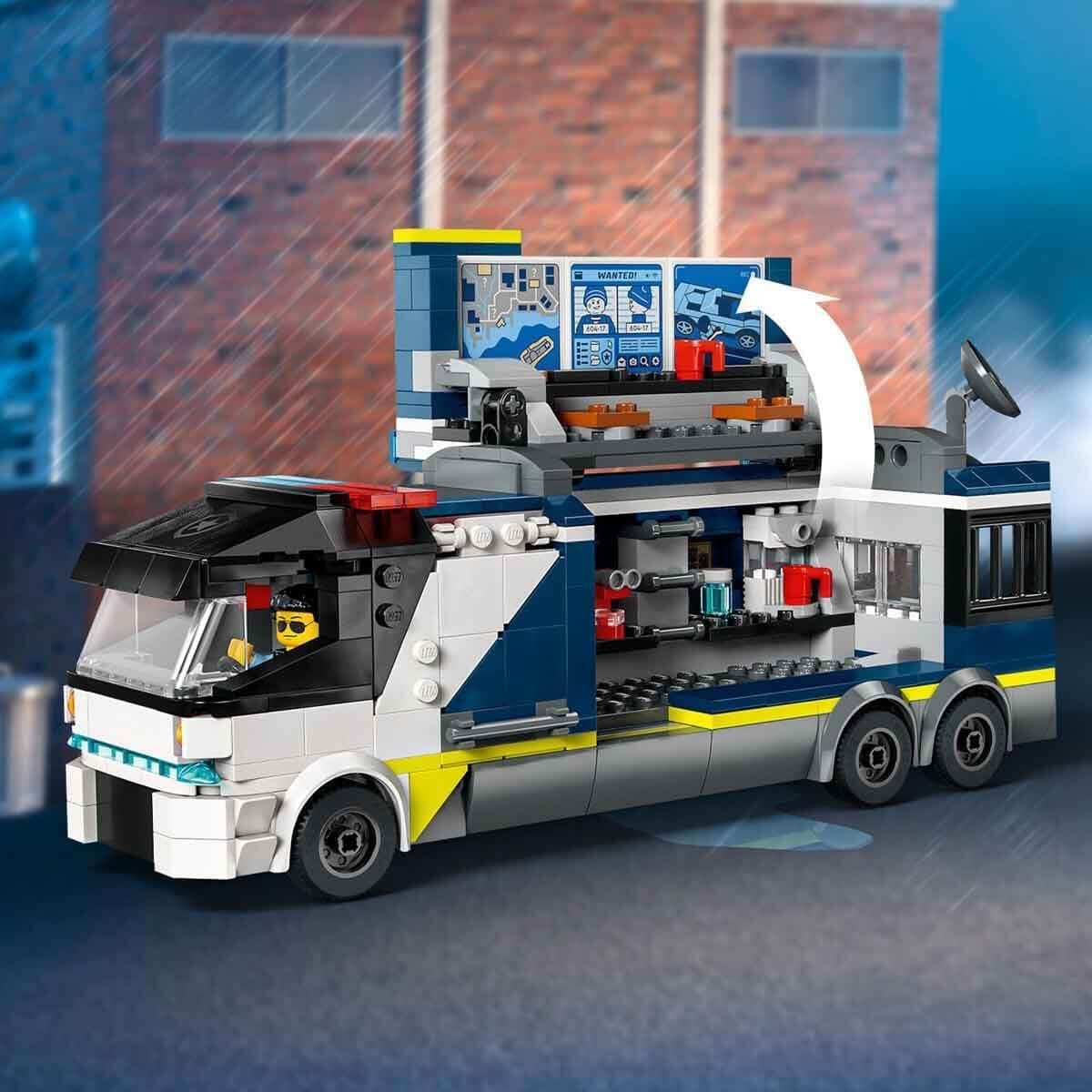 LEGO City Ciężarówka policyjna z laboratorium, quad policyjny i zabawkowa ciężarówka dla dzieci, prezent dla chłopców i dziewcząt od 7 lat oraz 5 minifigurek — 2 policjantów, 1 naukowiec i 2 oszustów 60418 Zestawy do budowania Szukaj w sklepie LEGO