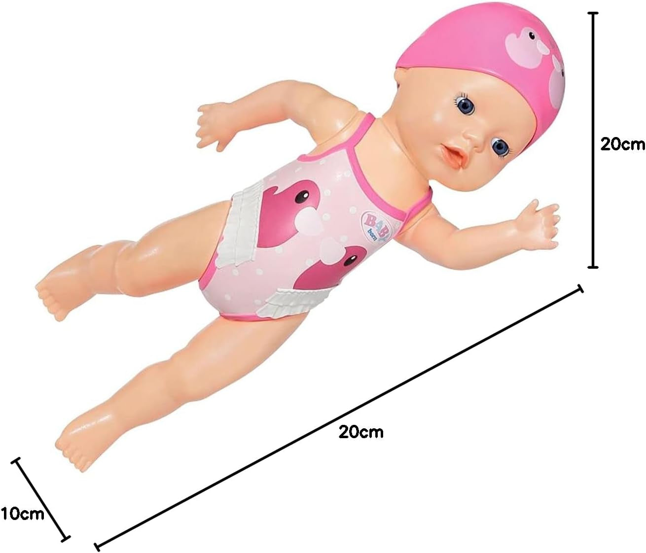 BABY Born Moja pierwsza pływaczka - Lalka 30 cm - Lalka do kąpieli z mechanizmem obrotowym, wodoodporna - Działa bez baterii - Odpowiednia dla dzieci od 1 roku życia