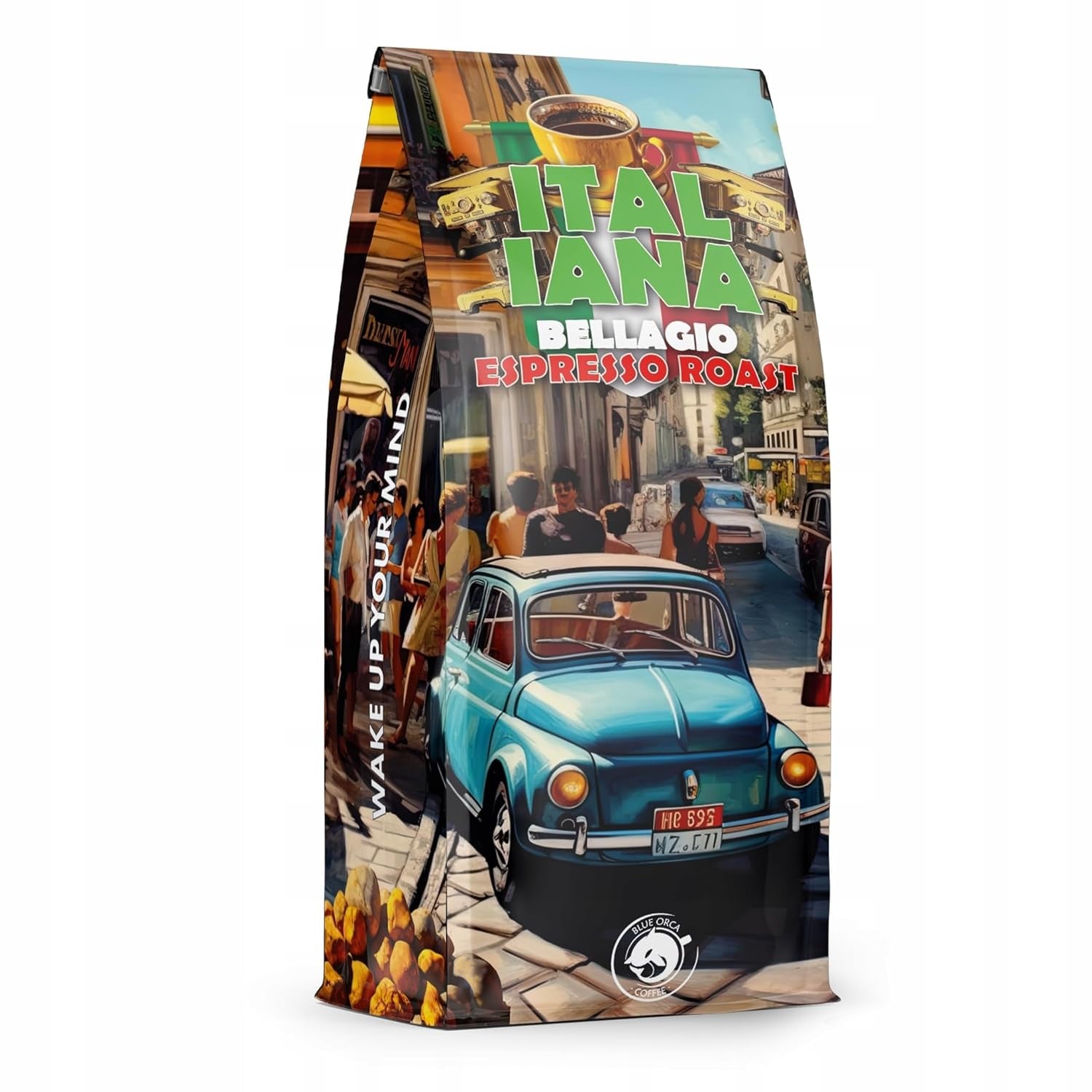 Kawa palona ziarnista Italiana Bellagio 1kg | 80% Arabiki i 20% Robusty | z nutą orzechów i gorzkiej czekolady | świeżo palone, o niskiej kwasowości | do ekspresów do kawy | Kawa Blue Orca