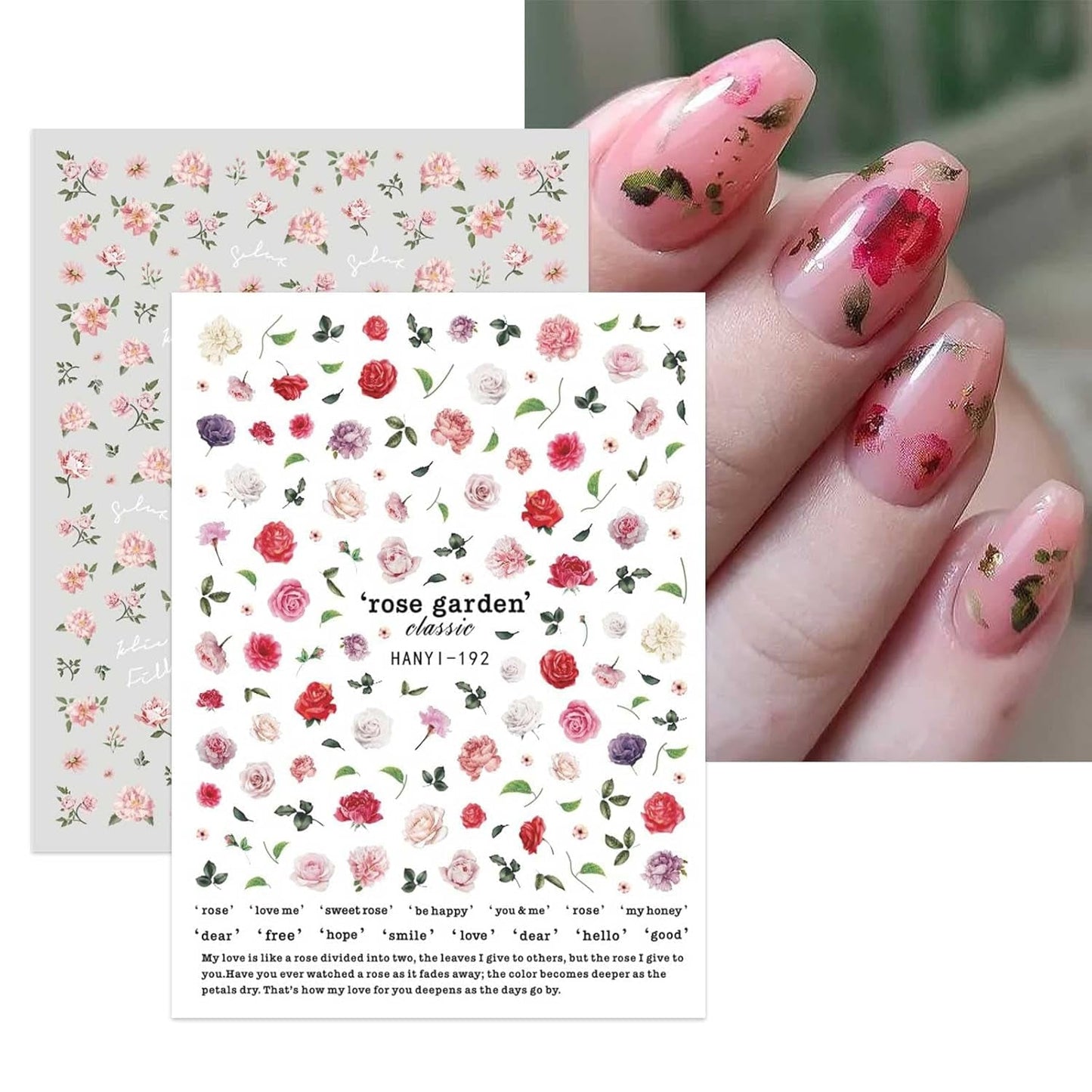 JMEOWIO Nagelsticker Frühling Blumen 10 Blatt Nail Art Naklejka Selbstklebend Nagelaufkleber Buntes Sommer Blumen Dekoration Nageldesign Zubehör