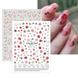 JMEOWIO Nagelsticker Frühling Blumen 10 Blatt Nail Art Naklejka Selbstklebend Nagelaufkleber Buntes Sommer Blumen Dekoration Nageldesign Zubehör