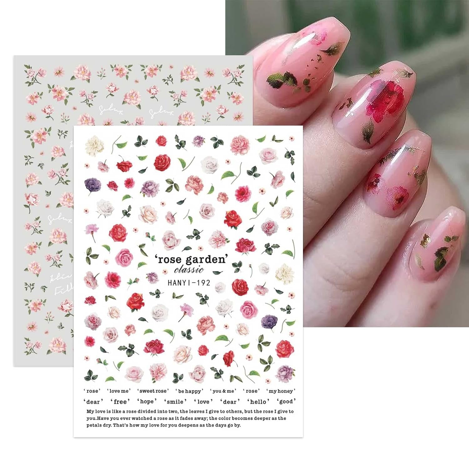 JMEOWIO Nagelsticker Frühling Blumen 10 Blatt Nail Art Naklejka Selbstklebend Nagelaufkleber Buntes Sommer Blumen Dekoration Nageldesign Zubehör