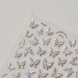 Glänzend Aurora Shell Schmetterling Nagelsticker Selbstklebend,Erleichterung Schmetterlinge Nail Naklejka Rosa Laser Schmetterling Nagelaufkleber Für Frauen Nageldesign Zubehör Nagel Zubehör Nail Art