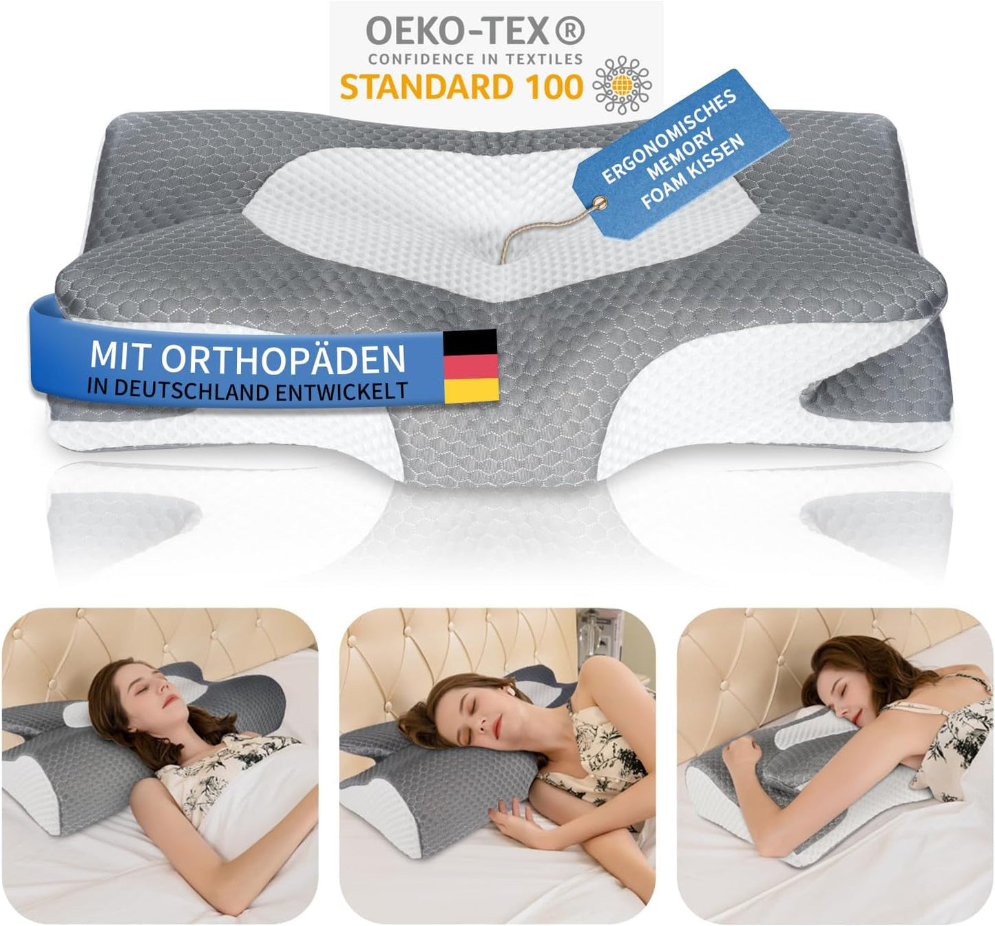 IDEA Poduszka Poduszka Memory Foam, Poduszka Ergonomiczna Poduszka Ortopedyczna Na Ból Szyi, Poduszka do Spania Na Boczne Bóle Pleców i Brzucha, Poduszka Pod Szyję Poduszka Przeciw Chrapaniu dla Dorosłych Poduszki Ortopedyczne Szyjki Naty Shop