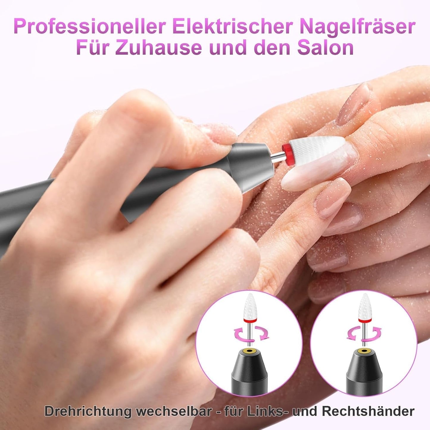 Bezprzewodowy elektryczny pilnik do paznokci - 35000 obr./min do paznokci żelowych, profesjonalny pilnik do paznokci i akrylu 12 w 1, 5-biegowy zestaw do manicure i pedicure