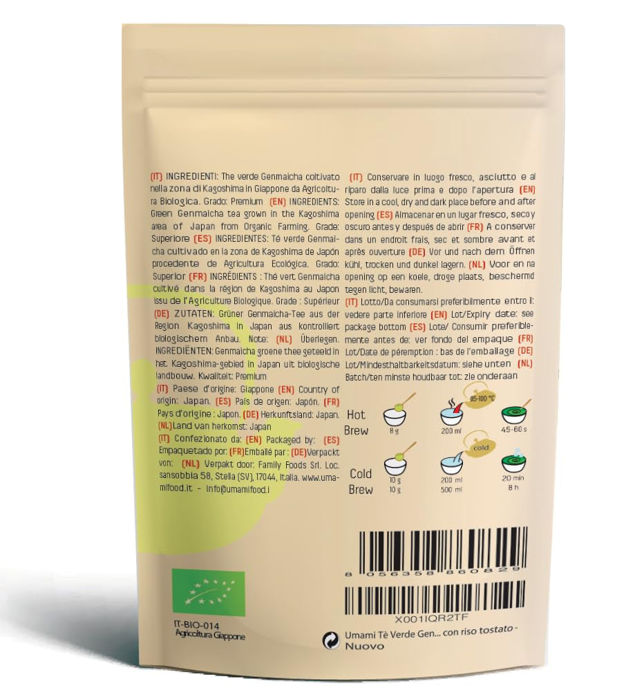 Herbata zielona Umami Bio Genmaicha z kultur japońskich, 100g - Herbata liściasta z ryżem smażonym -