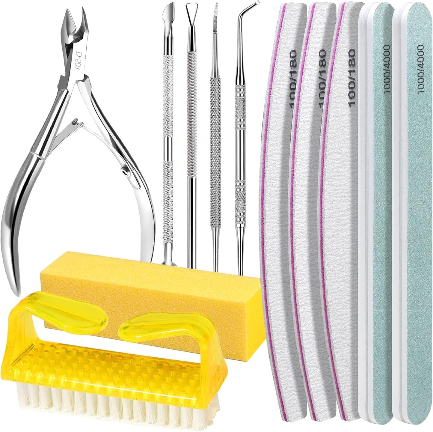 Zestaw do manicure FANDAMEI, Buffer Für Nägel, Nagelfeile 100/180, Nagelfeilen Für Gelnägel, Nagelhautschieber, Buffer Für Gelnägel, Feilen Für Gelnägel, Nagelzange, Zestaw Nagelfeilen, Zestaw do manicure i pedicure