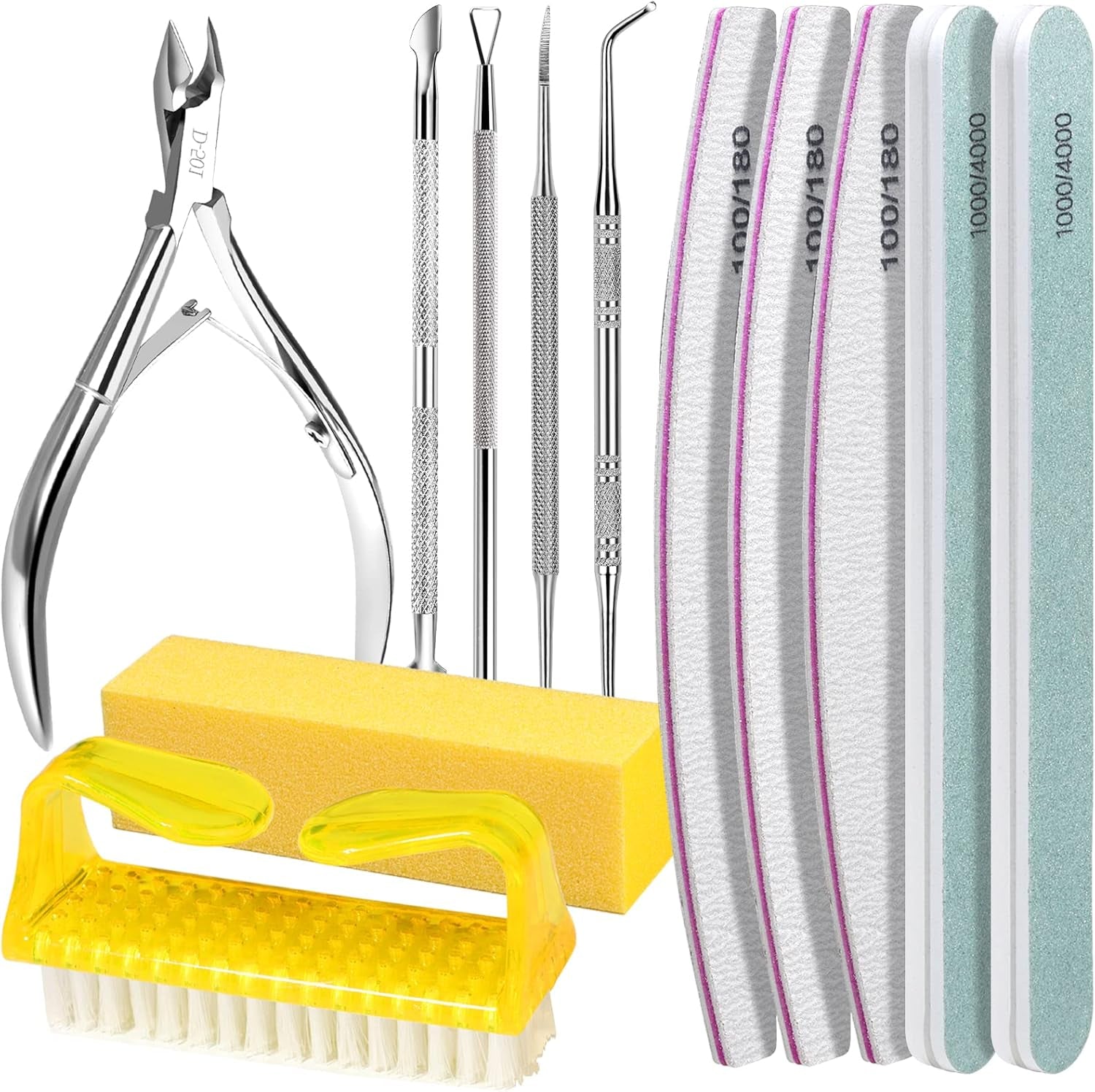 Zestaw do manicure FANDAMEI, Buffer Für Nägel, Nagelfeile 100/180, Nagelfeilen Für Gelnägel, Nagelhautschieber, Buffer Für Gelnägel, Feilen Für Gelnägel, Nagelzange, Zestaw Nagelfeilen, Zestaw do manicure i pedicure