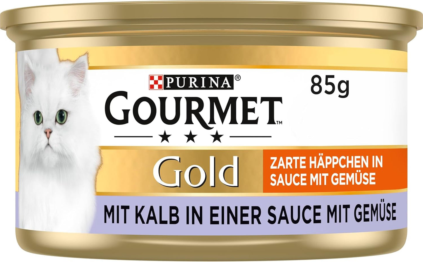 Gourmet Gold Delikatne kąski w sosie warzywnym Mokra karma dla kotów z cielęciną i warzywami, 12 sztuk (12 x 85 g)
