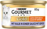 Gourmet Gold Delikatne kąski w sosie warzywnym Mokra karma dla kotów z cielęciną i warzywami, 12 sztuk (12 x 85 g)