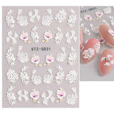 JMEOWIO 3D Nagelsticker Frühling Blume Nail Art Naklejka Selbstklebend Nagelaufkleber 5D Stereoskopisch Buntes Sommer Blumen Dekoration Nageldesign Zubehör 4 Blatt