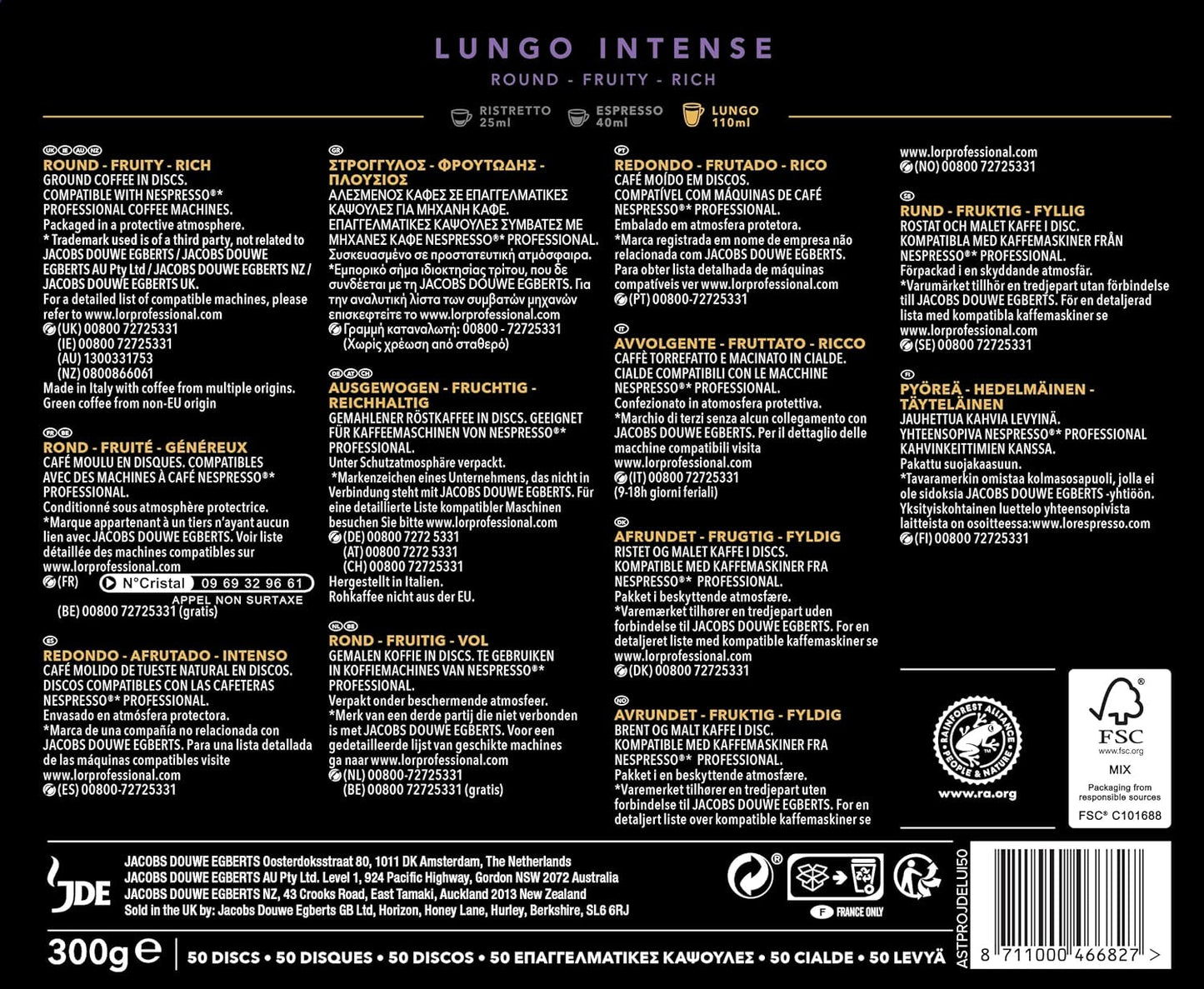 L'OR Suprême Lungo Intense 5, łagodny, Intensität 5/10, kompatybilny z Nespresso* Pro Kaffeekapseln, 50 Kapseln