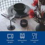 Zestaw startowy Villeroy & Boch Manufacture Rock, 6 elementów, czarny, można myć w zmywarce, można używać w kuchence mikrofalowej, czarny matowy zestaw naczyń obiadowych, zastawa stołowa, sztućce, porcelana Premium