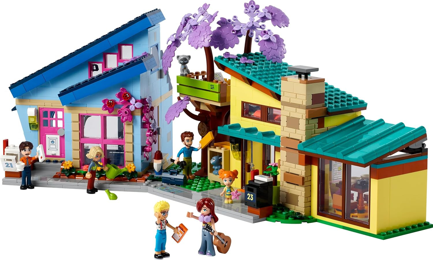 LEGO Friends Dom rodzinny Olly i Paisley, domek dla lalek z figurkami i akcesoriami, dwupiętrowy domek i domek na drzewie, kreatywny prezent dla dziewcząt i chłopców w wieku 7+ 42620 Zestawy do budowania Besuche w sklepie LEGO