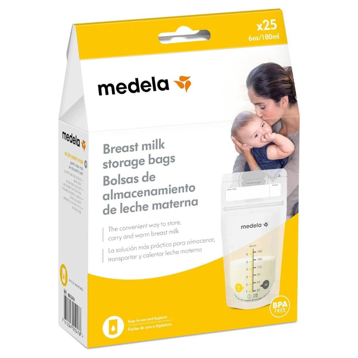Torebki do przechowywania mleka Medela 25 szt., ok. 200 ml, biały (wersja hiszpańska) Akcesoria Żywność i karmienie piersią Baby Naty Sklep 25 torebek