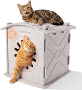 Katzenhaus Indoor aus Filz: Warmes Und Gemütliches Katzenbett, Katzenhöhle mit beruhigendem Kratzbogen, Robuste & Kratzfeste Katze Höhle, Abnehmbares Katzen Bett, Katzen Haus 38 x 36 x 38 cm