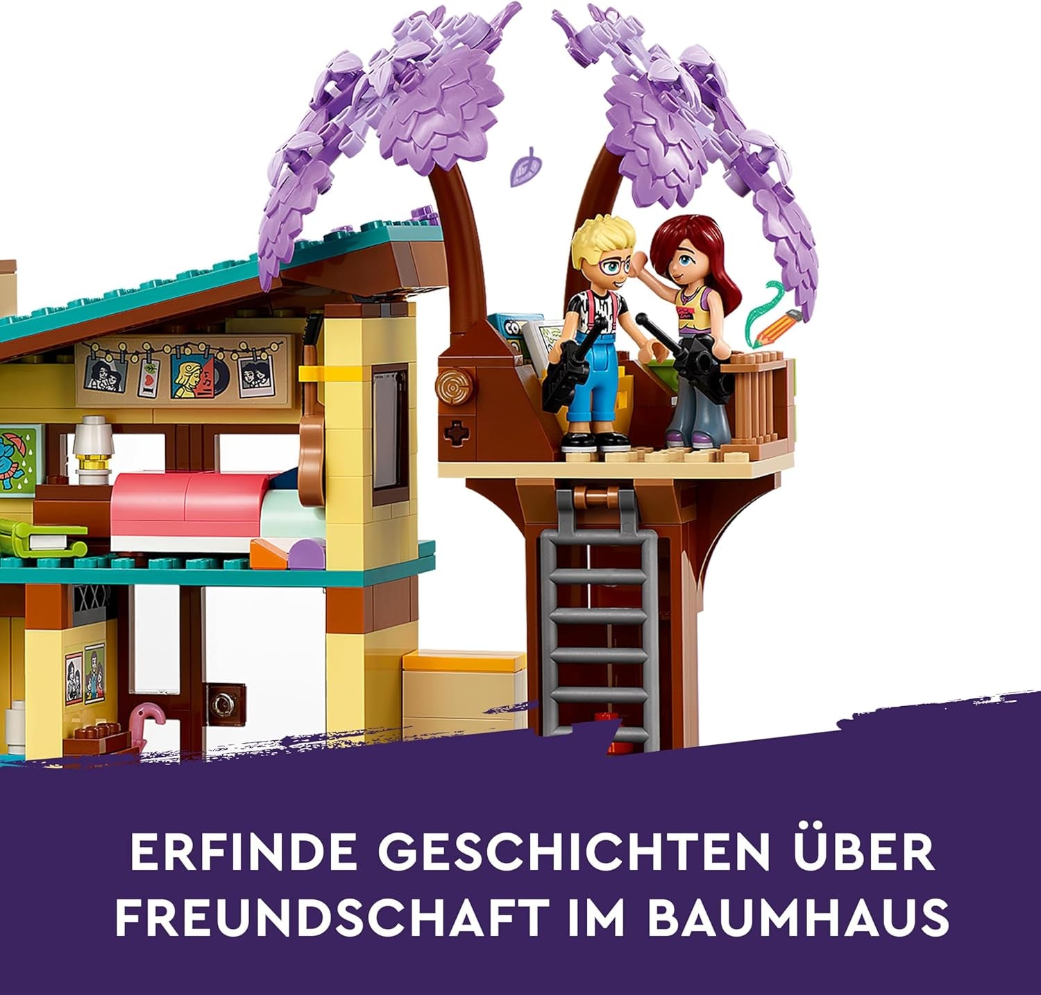 LEGO Friends Dom rodzinny Olly i Paisley, domek dla lalek z figurkami i akcesoriami, dwupiętrowy domek i domek na drzewie, kreatywny prezent dla dziewcząt i chłopców w wieku 7+ 42620 Zestawy do budowania Besuche w sklepie LEGO