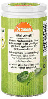 Ostmann Gewürze - Szałwia gerebelt | Würziges Kräuteraroma für Fleisch- und Gemüsegerichte | 10 g w dawce