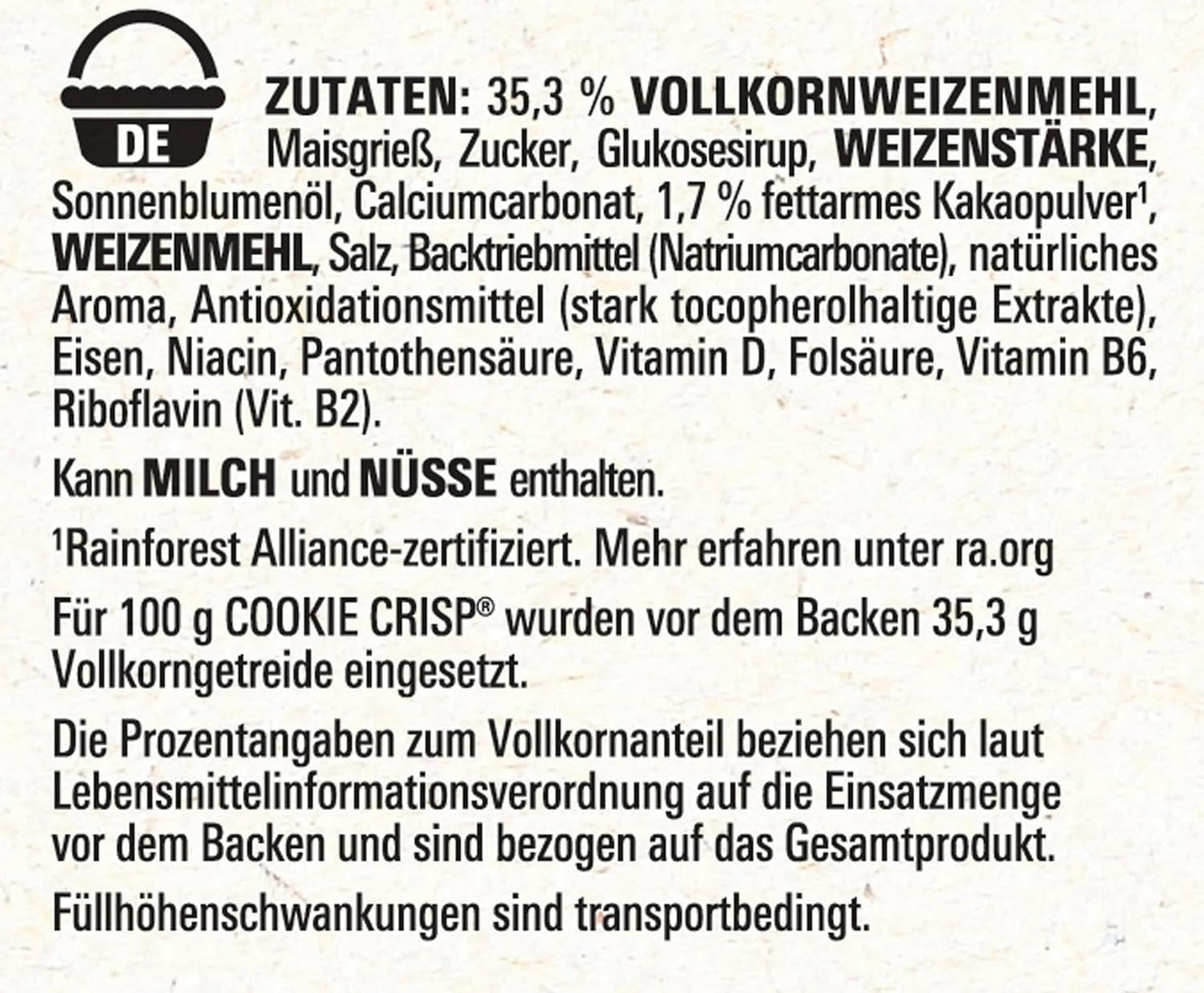 Nestlé Cookie Crisp (+20%), Pełnoziarniste ciasteczka śniadaniowe dla dzieci, opakowanie 1 szt. (1x450g)