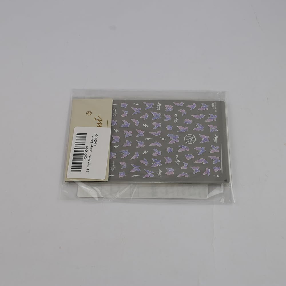 2 Blätter Schmetterling Nagelsticker Selbstklebend,Muschel Glitzer Nail Art Motyl Naklejka na paznokcie Lila Grau Schmetterlinge Nagelaufkleber Relief Laserowe motyle Nagel Naklejka Nageldesign Zubehör