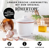 Römertopf Fresh Pot MINI 0,6 litra - Ceramiczny pojemnik na czosnek - Oddychająca glinka utrzymuje warzywa na dłużej świeże - Idealna cyrkulacja powietrza - Biały Pudełka do przechowywania żywności Naty Shop