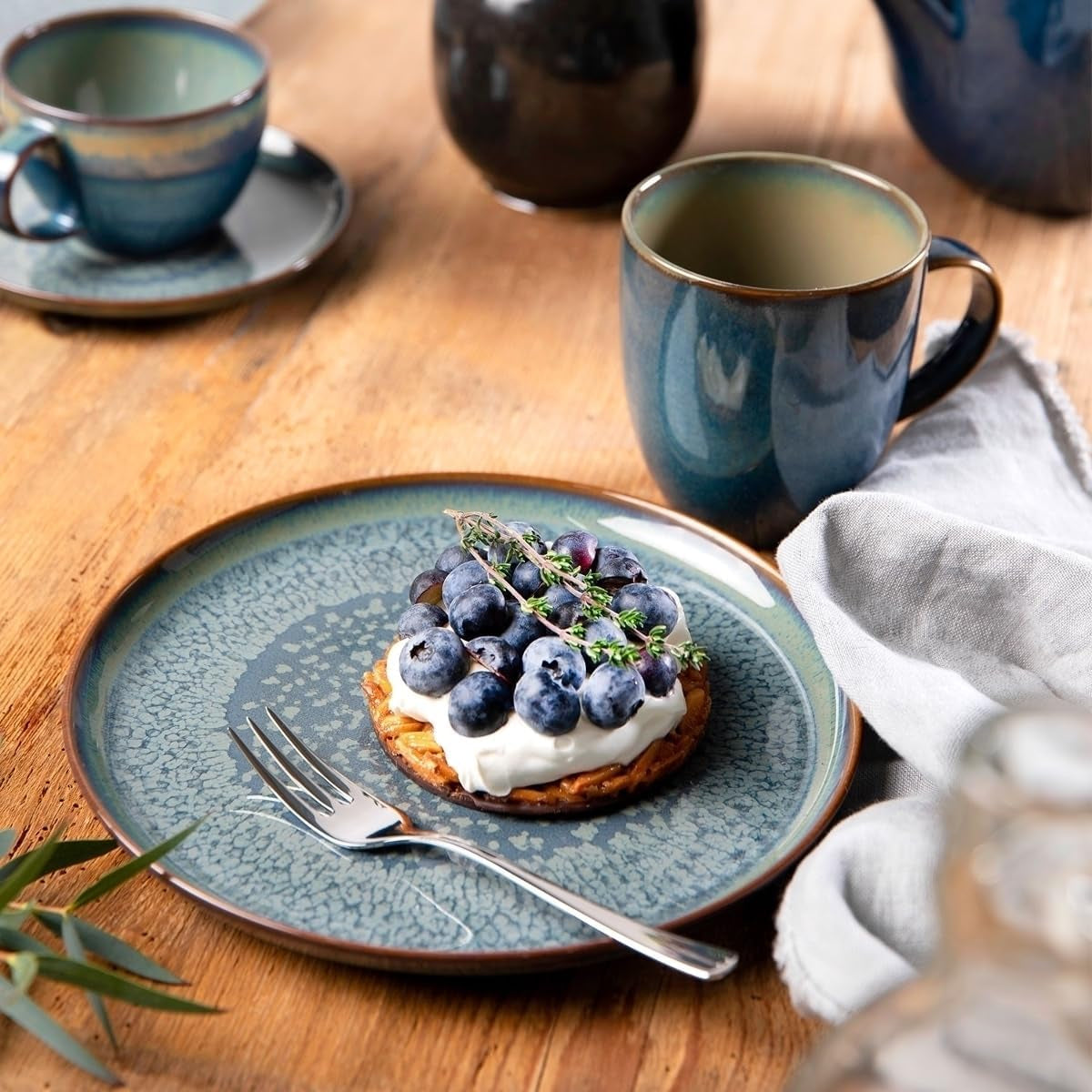 Zestaw śniadaniowy Villeroy & Boch Crafted Denim, 6 sztuk, dla 2 osób, niebieski