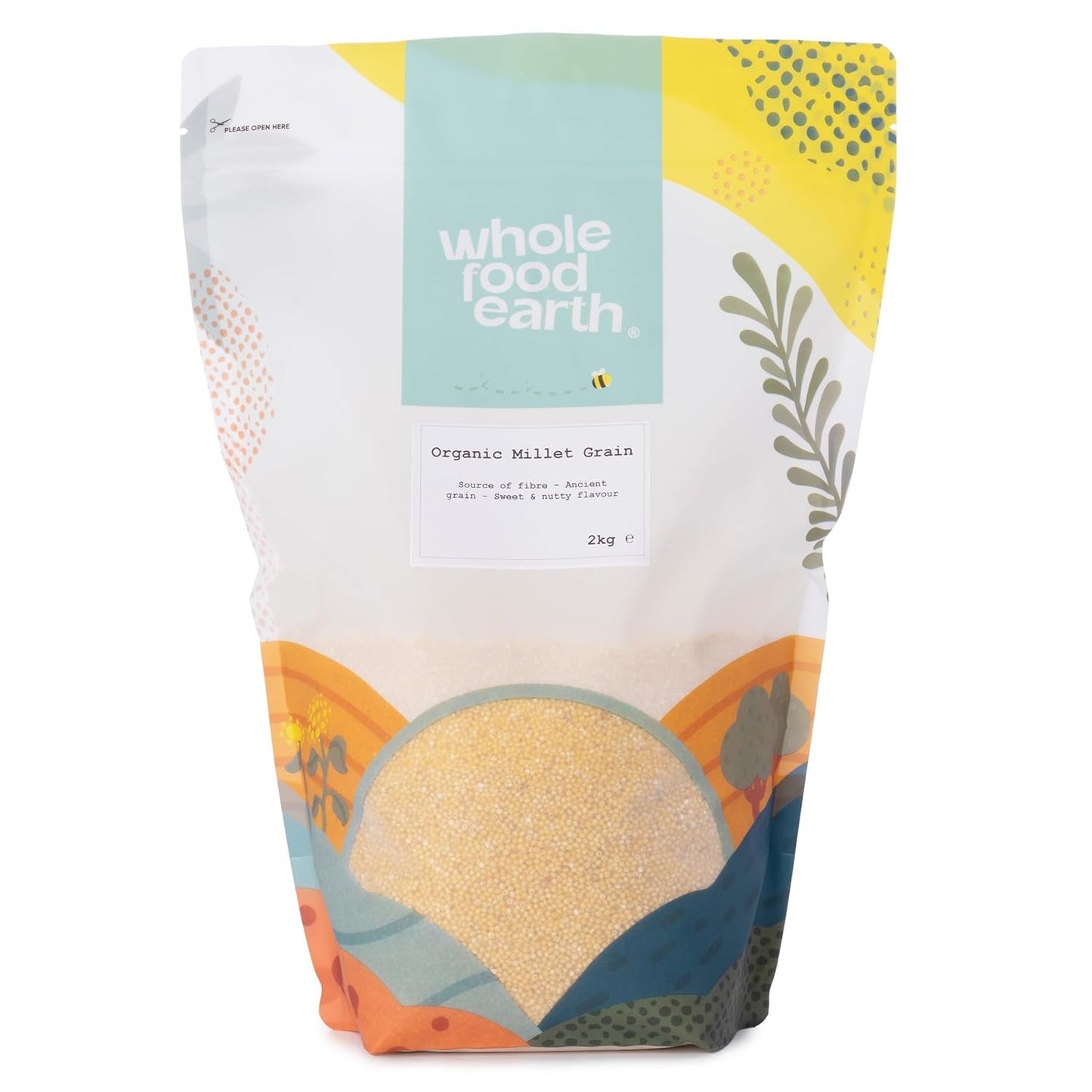 Proso organiczne Pełnoziarniste Ziemia 2 kg | Bez GMO | wegańskie | Bogaty w błonnik | Certyfikowane organiczne