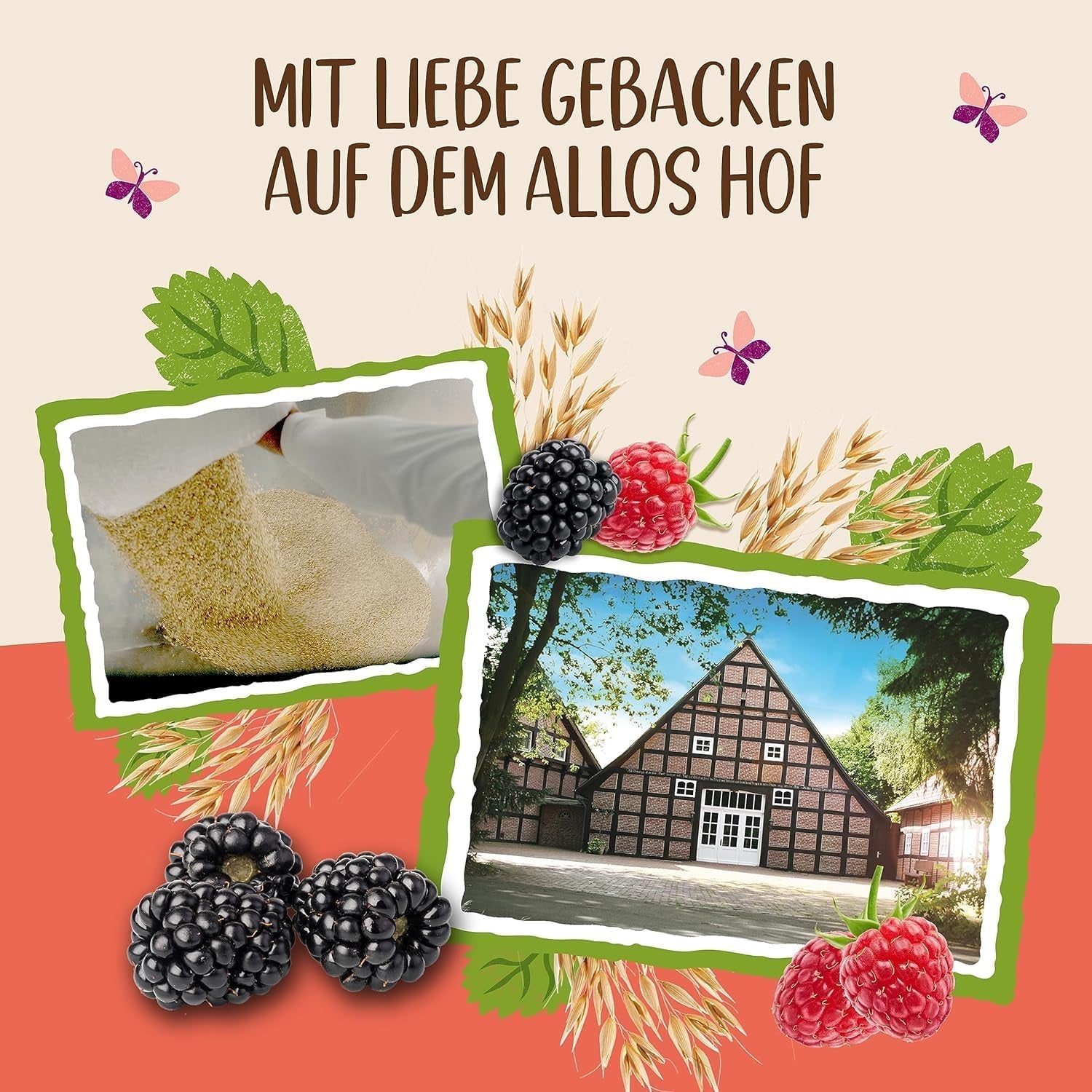Allos Hof Granola z jagodami | Organiczne musli | Musli z jagodami | Chrupiące musli | Płatki śniadaniowe | Opakowanie 6 sztuk (6 x 300g), 1 sztuka (opakowanie 6 sztuk)