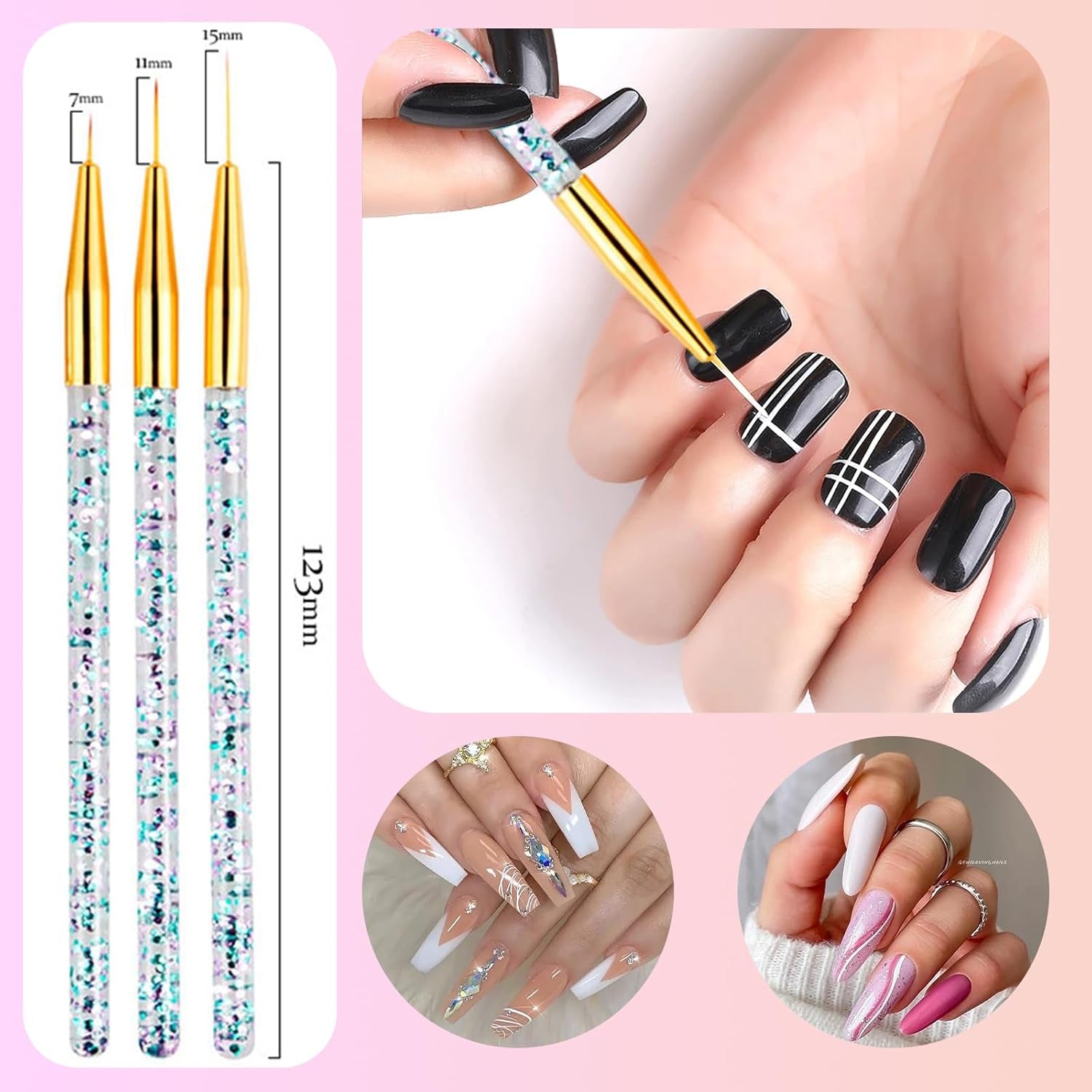 31 Stück Professionelle Nagel Pinsel Set, dwustronny Nagelpinsel, Pinsel Für Gelnägel, akrylowy ołówek do zdobienia paznokci, narzędzia do kropkowania paznokci, szczotka do paznokci dla majsterkowiczów Nagelkunst Salon Design