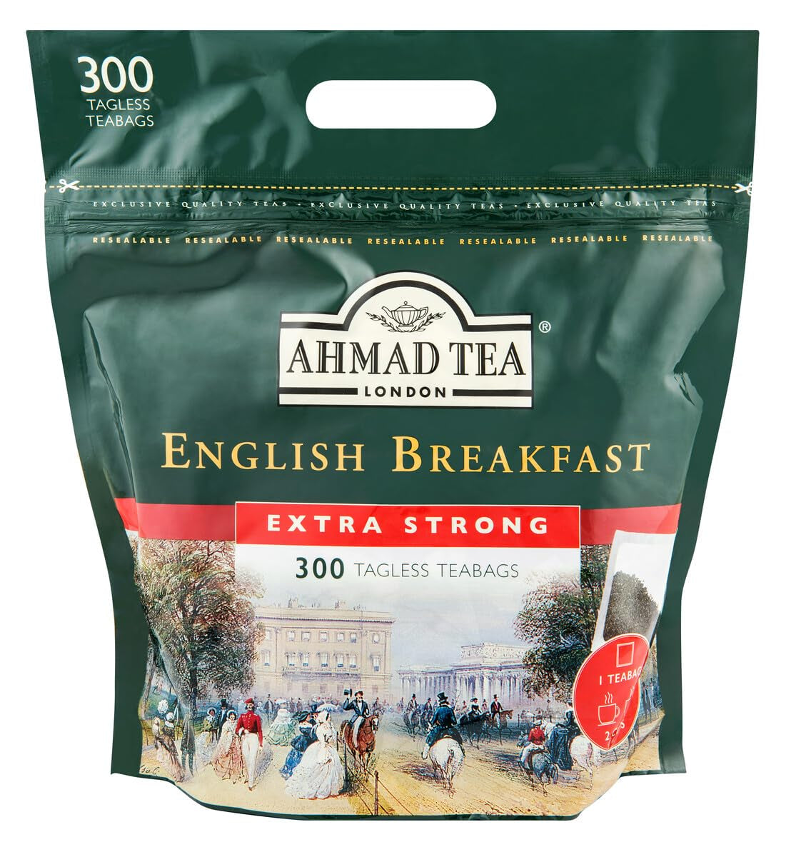 Ahmad Tea - English Breakfast - Czarna herbata śniadaniowa - Assam & Ceylon Tea - Torebki na herbatę angielską bez pasków zawierające 2 g herbaty w porcji - Duże opakowanie 300 torebek herbaty (2 opakowania)