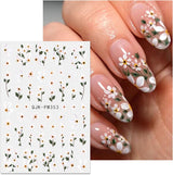 JMEOWIO Nagelsticker Bunte Blumen 9 Blatt Nail Art Naklejka Selbstklebend Nagelaufkleber Frühling Sommer Blumen Dekoration Nageldesign Zubehör