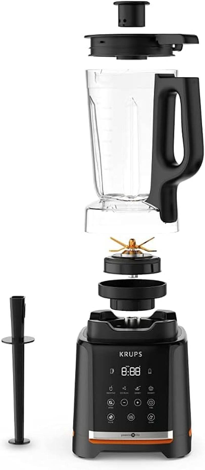 Krups Highspeed - Mikser stojący Infinymix KB9158 | 1600 W | 5 programów automatycznych + konfiguracja ręczna | Tritanbehälter | Zawiera Rezeptheft | Koktajle, Shakes, Kruszony Lód | Sklep Naty z kuchnią Schwarz
