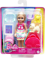 Zabawka Barbie Chelsea Lalka i akcesoria Zestaw podróżny dla psa 6 elementów, w tym stojak dla psa HJY17 Naty Shop Dolls