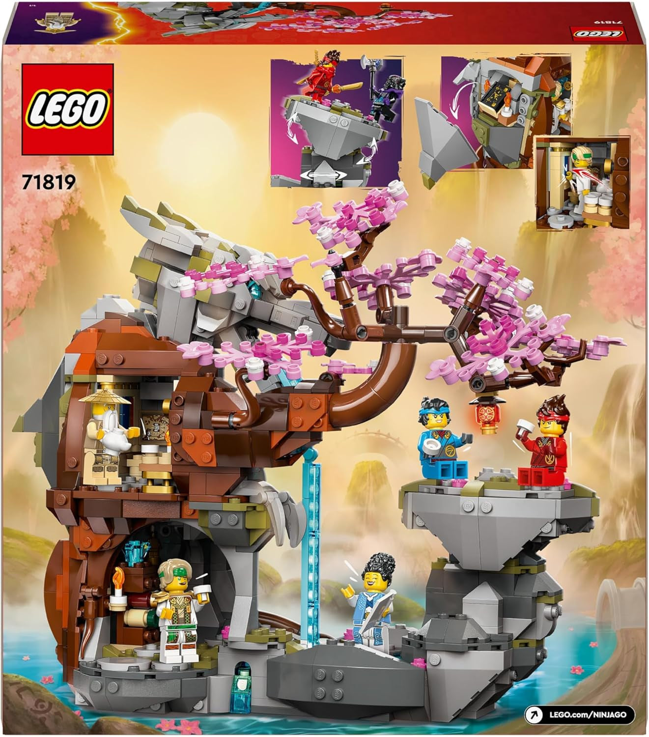 LEGO NINJAGO Smocza kamienna świątynia Smocza zabawka z 6 figurkami Ninja, duży zestaw do budowania, zabawy i wystawiania, prezent urodzinowy dla chłopców i dziewcząt w wieku 13+ 71819 Zestawy do budowania Besuche w sklepie LEGO
