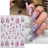 JMEOWIO 3D Nagelsticker Blumen Nail Art Naklejka Selbstklebend Nagelaufkleber 5D Stereoskopisch Frühling Sommer Dekoration Nageldesign Zubehör 4 Blatt