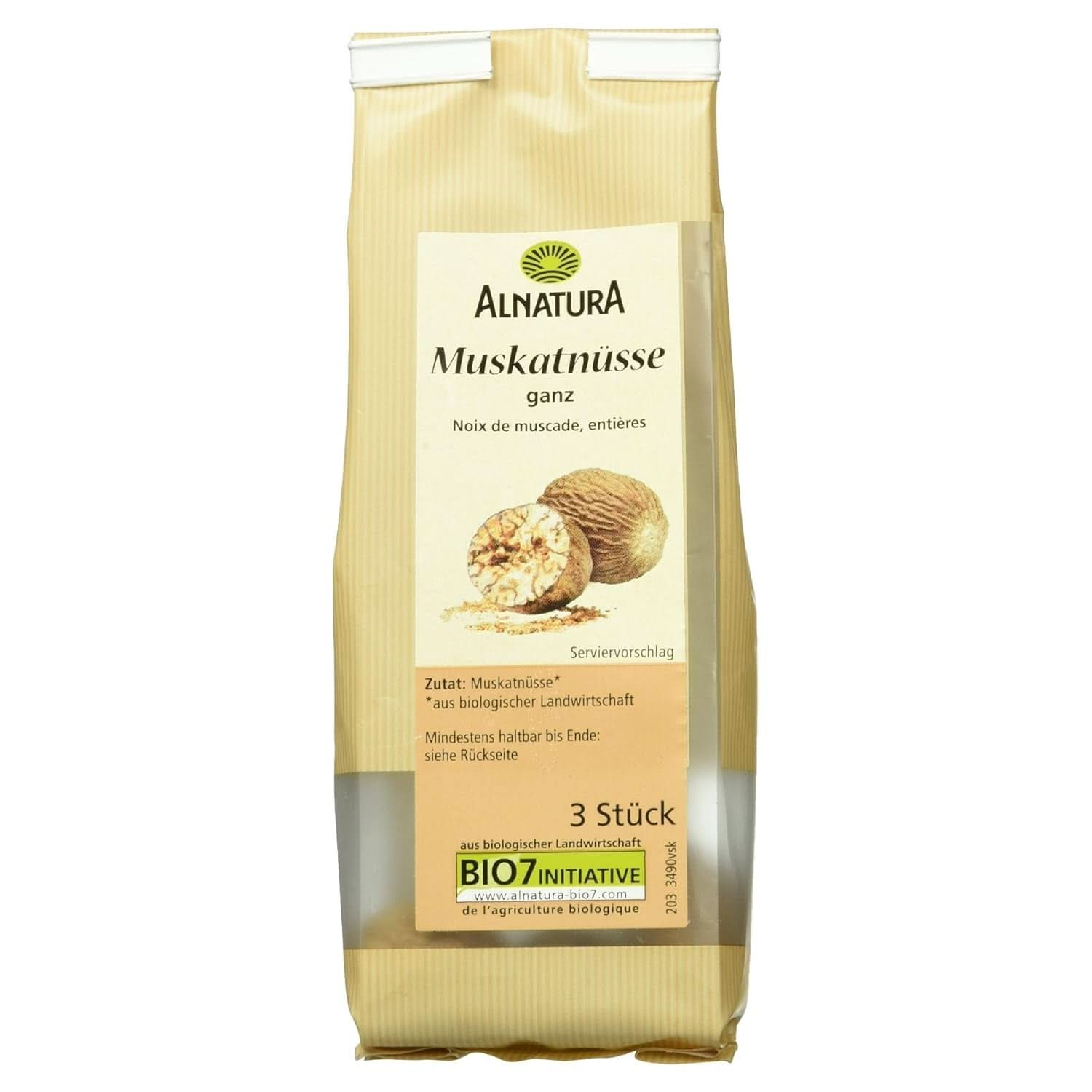 Cała organiczna gałka muszkatołowa 3 sztuki Naty Shop Spices