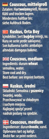 Kuskus – Lekki i puszysty kuskus z lekko orzechowym posmakiem – Typowy specjał z Afryki Północnej – 1 x 500g