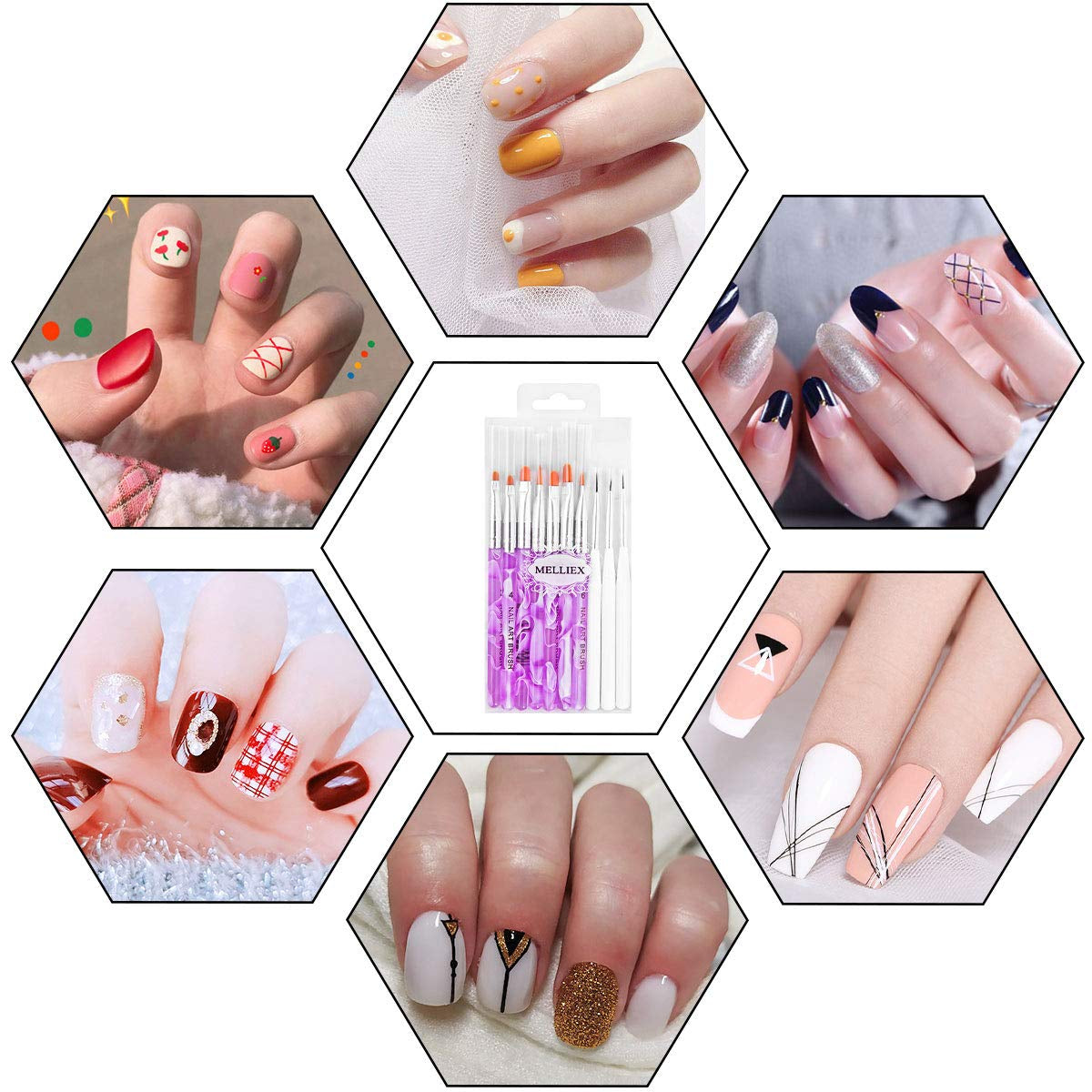 Zestaw szpilek Nagel, 10-Teilig Gelnägel Pinsel Nagellackstift Acrylpinsel Für Żel UV Nägel Acrylfingernägel Nailart Maniküre Nageldesign Zubehör