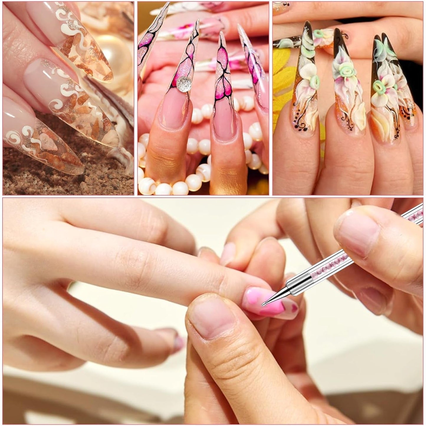 Zestaw 5 Stück Nail Art Pinsel Narzędzie do kropkowania Nailart Pinsel Nageldesign Dwustronny długopis do kropek Strass Profesjonalny akryl Feinmalerei Nail Art Design