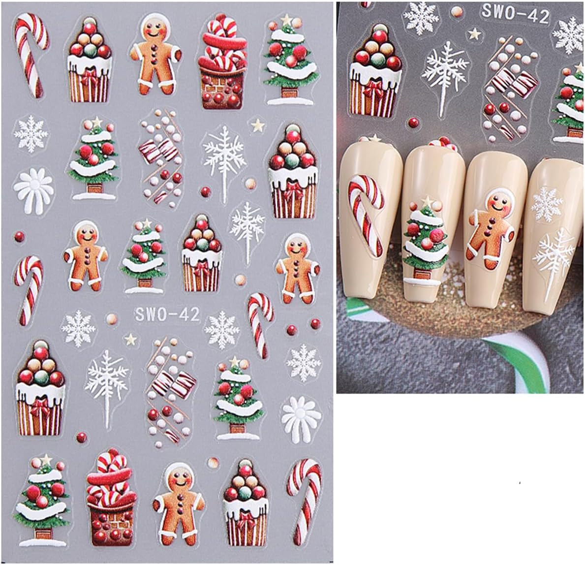 JMEOWIO Nagelsticker Weihnachten 6 Blatt Nail Art Naklejka Selbstklebend Nagelaufkleber Schneeflocke Winter Urlaub Süß Dekoration Nageldesign Zubehör
