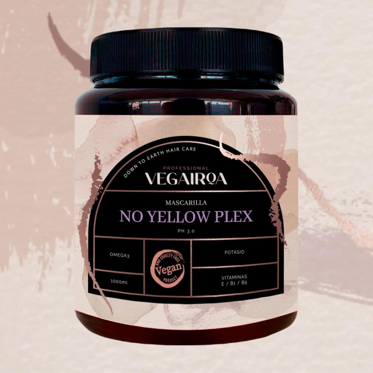 VEGAIROA - No Yellow Plex Mask - Maska neutralizująca dla żółtych i pomarańczowych tonów - Pielęgnacja nawilżająca - Fioletowy pigment - Profesjonalny wegański produkt do włosów - 1000 g Naty Shop maska do włosów