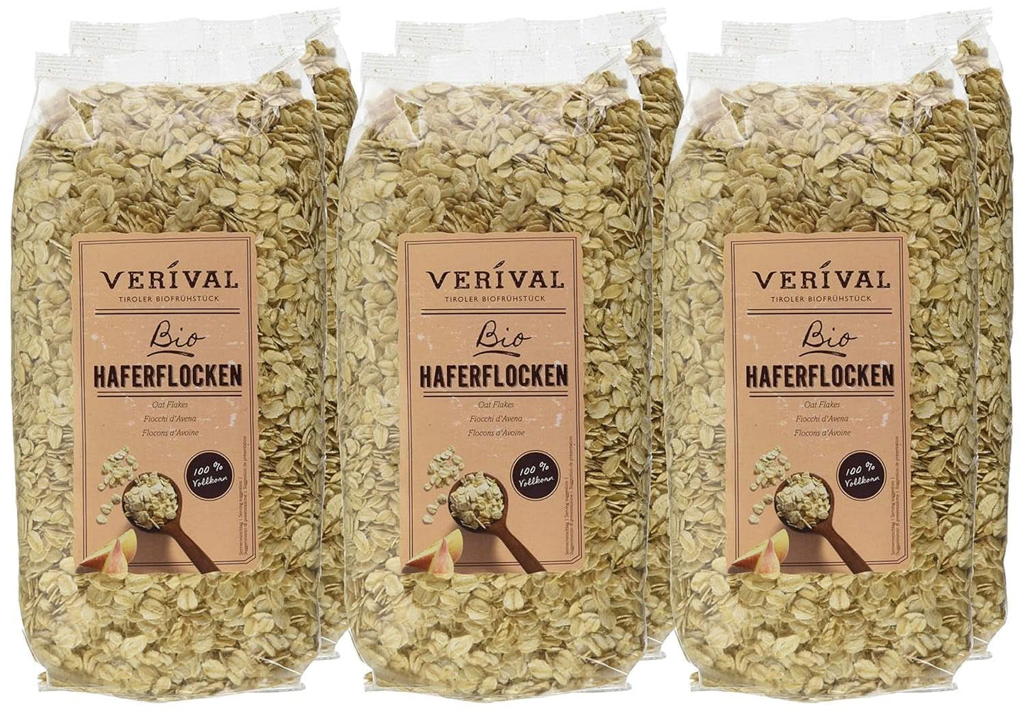 Płatki owsiane Verival - organiczne, opakowanie 6 x 500 gramów Cereale Naty Shop
