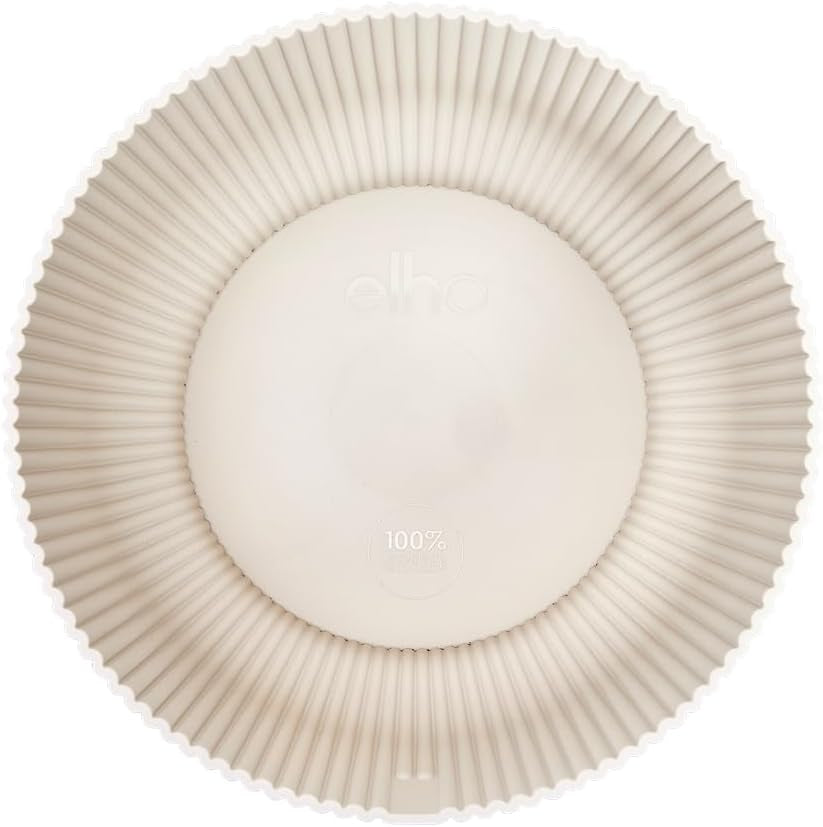 elho Vibes Fold Bowl 25 - Doniczki do wnętrz - 100% plastiku pochodzącego z recyklingu - Ø 24,9 x wys. 12,1 cm - Biały/biały len