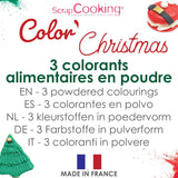 Scrapcooking - zestaw 3 sproszkowanych świątecznych barwników spożywczych - czerwony, zielony, złoty - jadalny barwnik spożywczy do pieczenia, ciast, ciastek, ciastek, ciasta, kremówki - dekoracje świąteczne - 4018