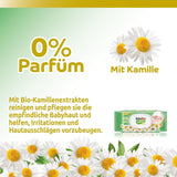 Chusteczki dla niemowląt Sensitive, 0% substancji zapachowych, 98% naturalnej formuły przywracającej równowagę pH skóry, pieczęć świeżości, 54 chusteczki