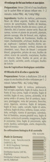 Droste-Laux Podstawowa herbata z 49 ziołami, 25 sztuk (herbata ziołowa, torebki filtrujące, herbata na czczo lub dieta) 120501